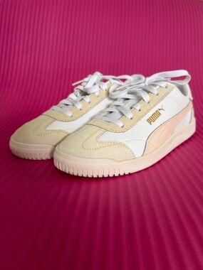 Puma Club 5v5 Sneakers in White & Rosebay Gold